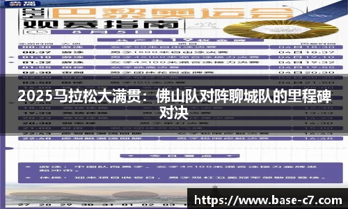 2025马拉松大满贯:佛山队对阵聊城队的里程碑对决